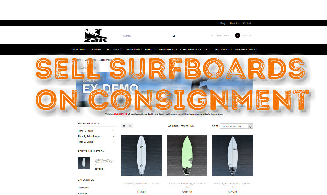 Sell Secondhand Surfboards on Consignment